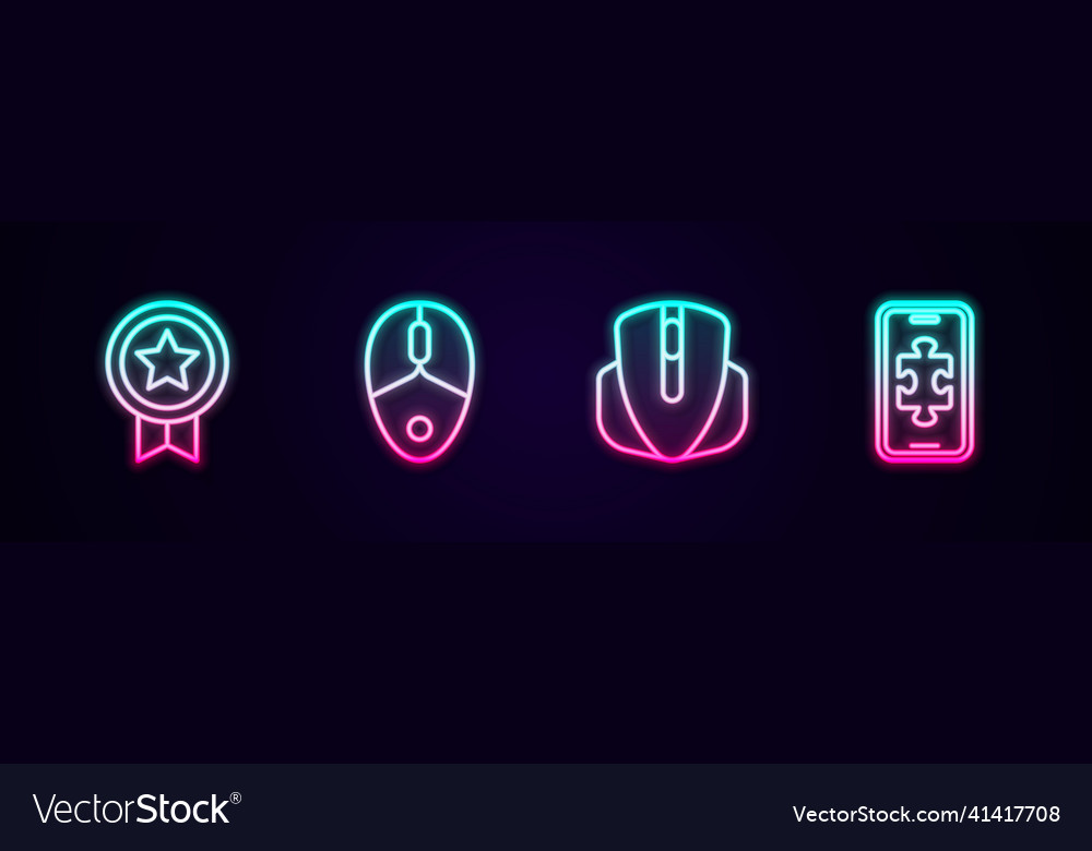 Set line game rating with medal computer mouse vector image Set line game rating with medal computer mouse