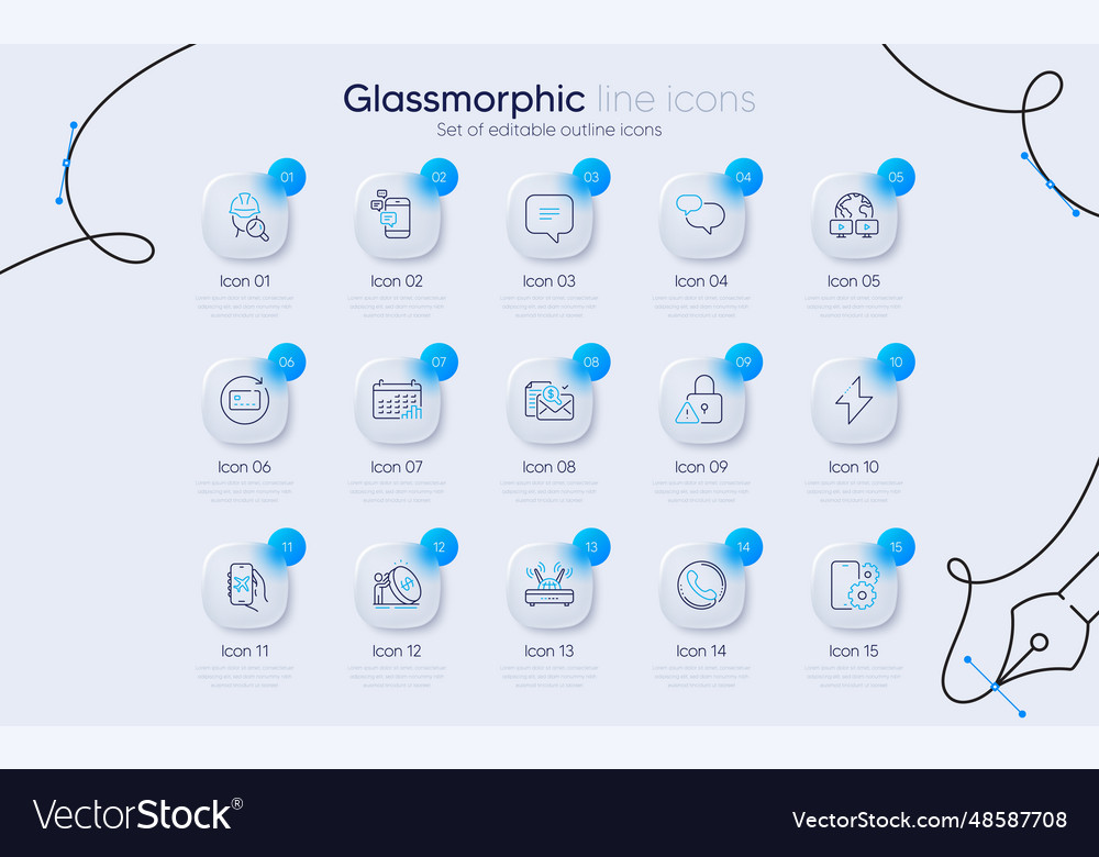 Set of calendar graph energy and lock line icons vector image Set of calendar graph energy and lock line icons