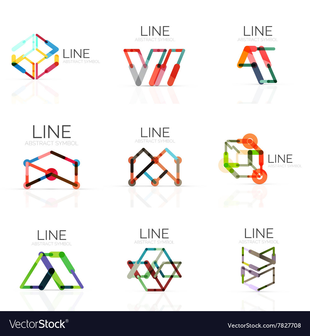 Set of linear abstract logos connected