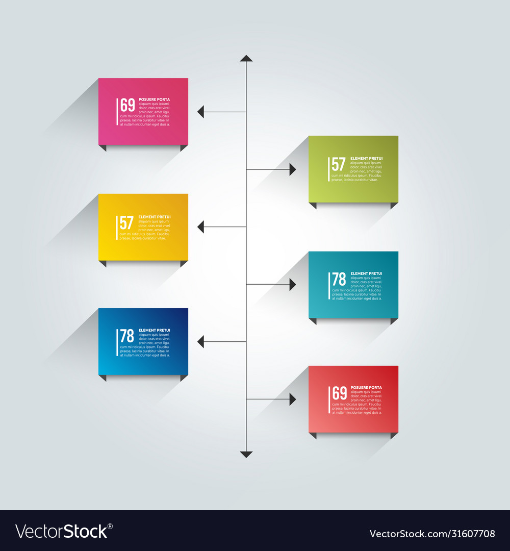 Timeline report template color shadow scheme vector image Timeline report template color shadow scheme