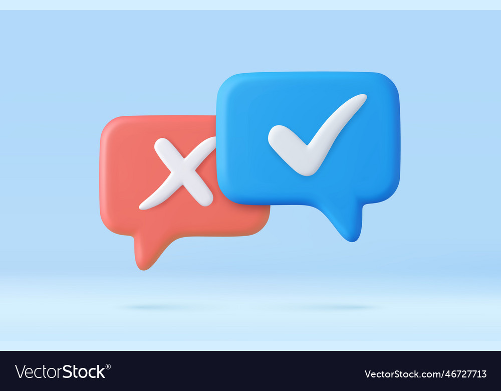 3d speech bubble icons with check mark