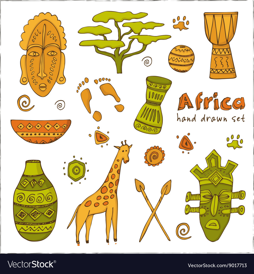 Afrika Skizze Icons Set