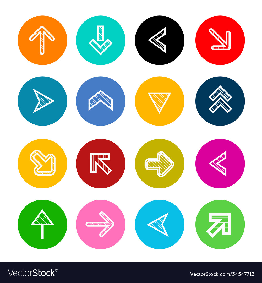 Arrows in colorful circles - arrow symbol set vector image Arrows in colorful circles - arrow symbol set