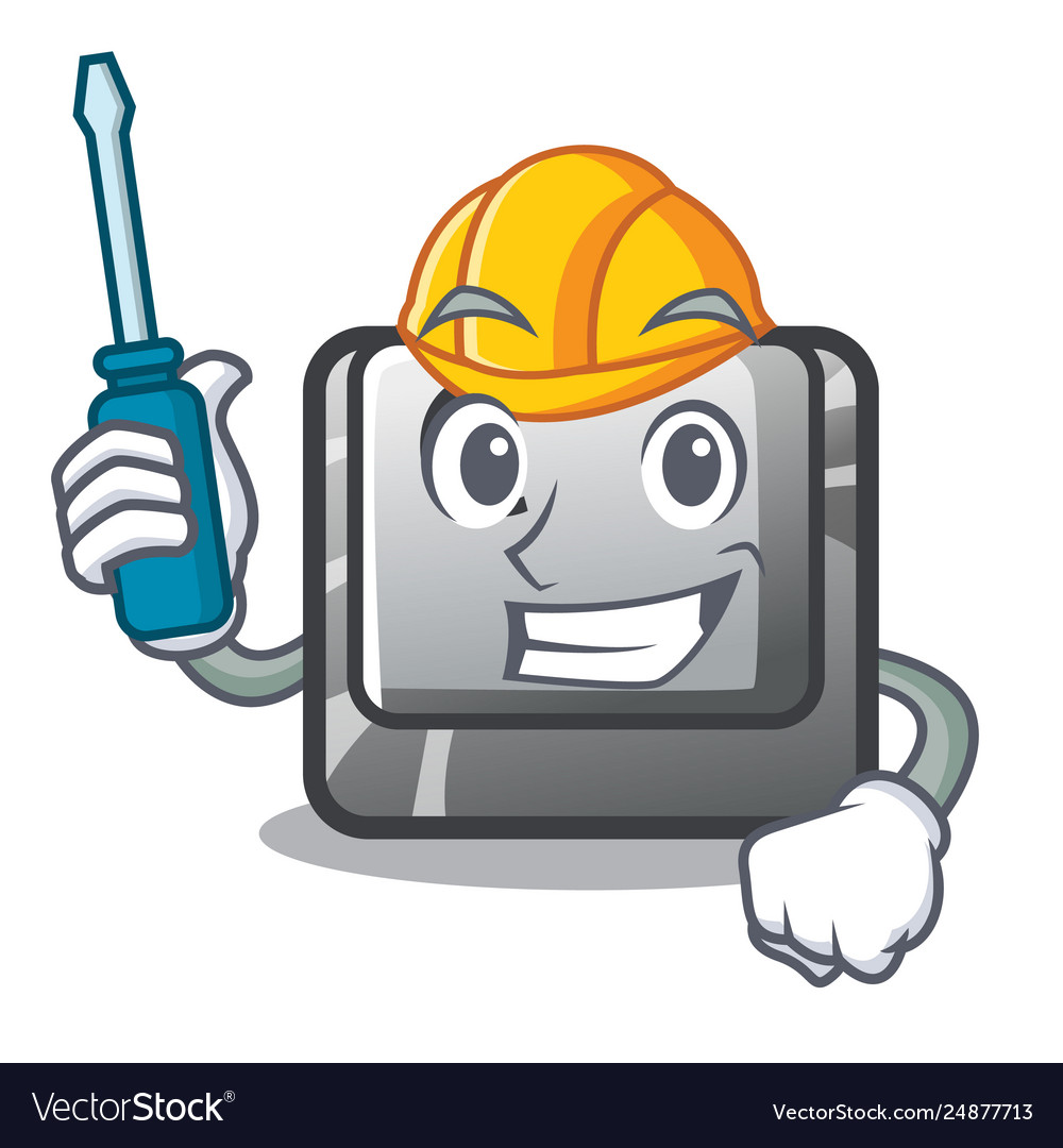 Automotive button c installed on cartoon computer Vector Image Automotive button c installed on cartoon computer