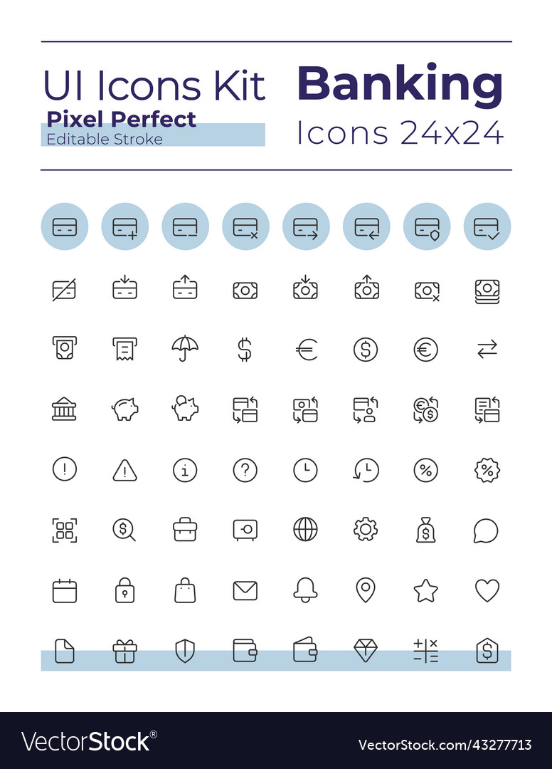 Banking and finance pixel perfect linear ui icons