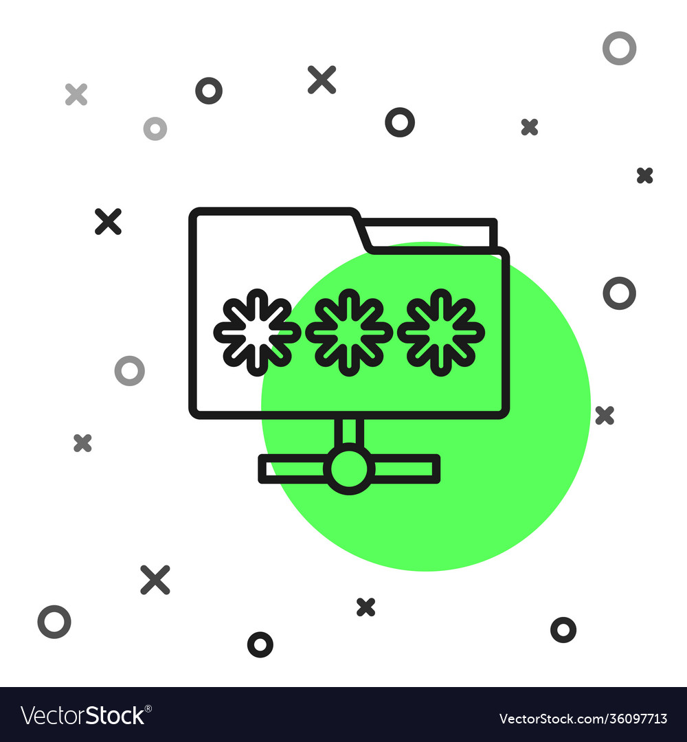 Black line folder with password notification icon vector image Black line folder with password notification icon