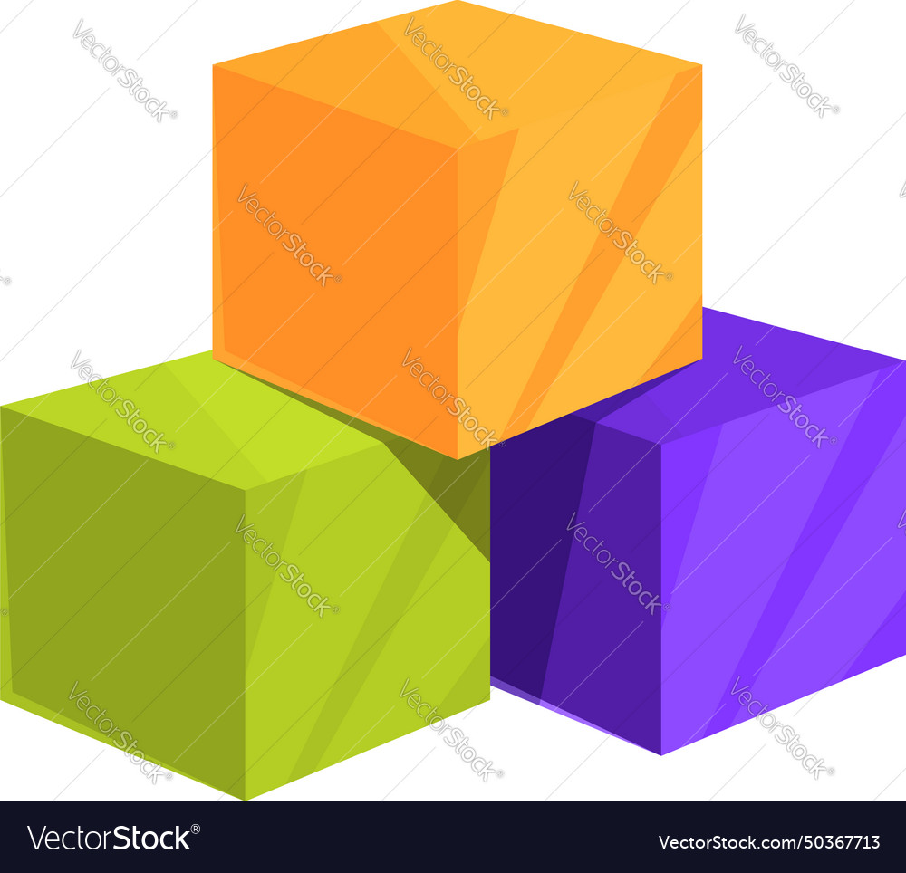 Bright cubes icon cartoon children Royalty Free Vector Image