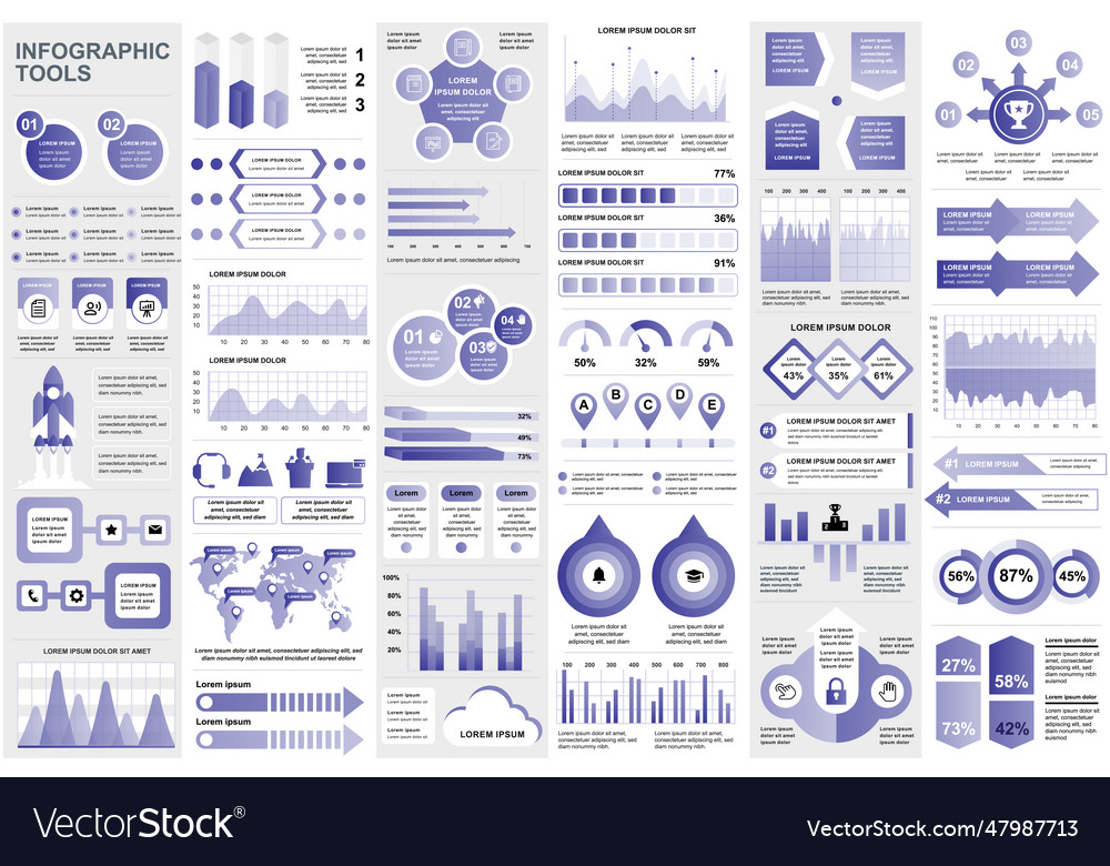 Bundle infographic elements data visualization vector image Bundle infographic elements data visualization