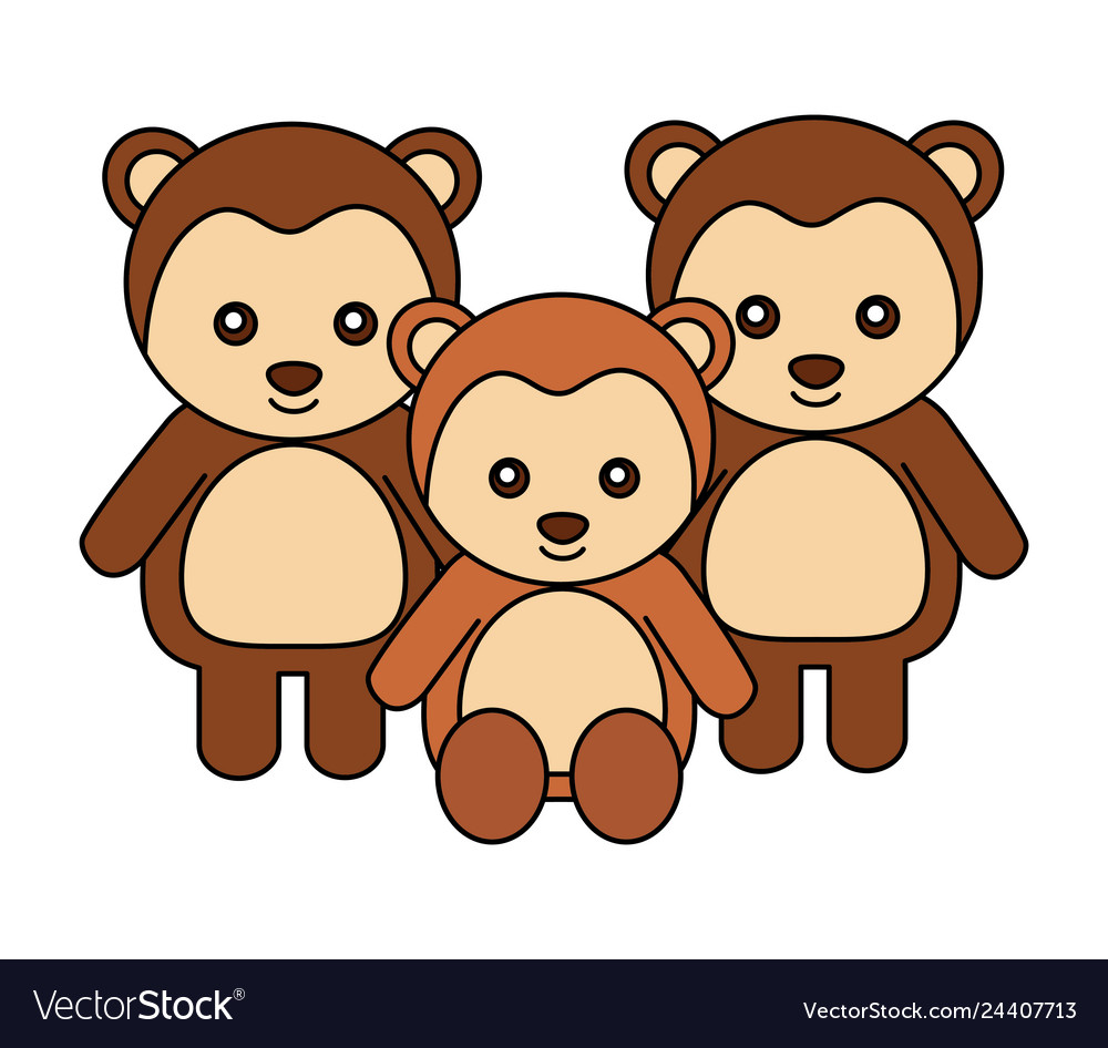 Cute family monkeys animals cartoon Royalty Free Vector Cute family monkeys animals cartoon Royalty Free Vector