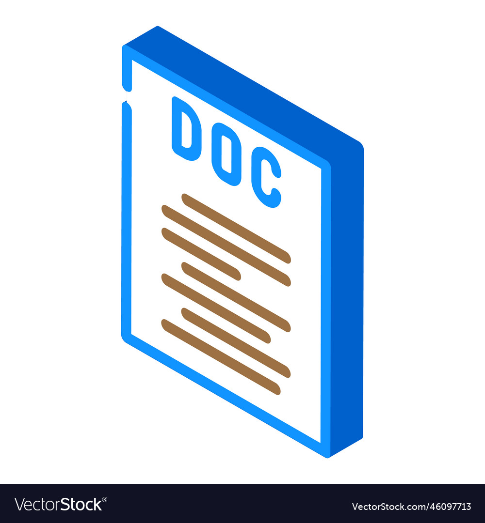 Doc Datei Format Dokument isometric icon vector image Doc Datei Format Dokument isometric icon