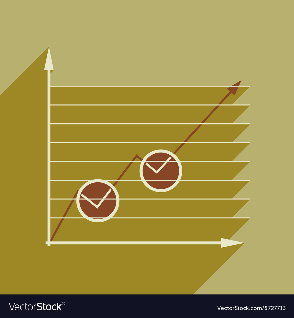 Flat web icon with long shadow economic graph