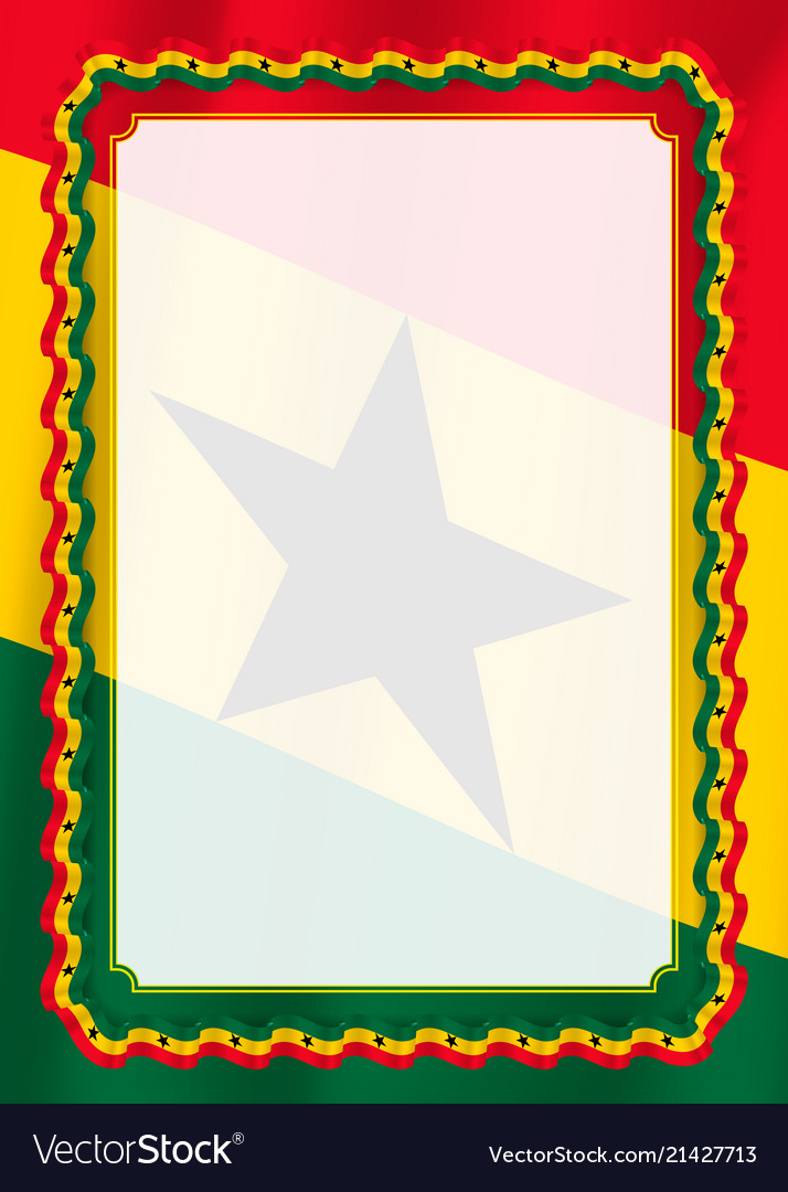 Frame and border of ribbon with ghana flag