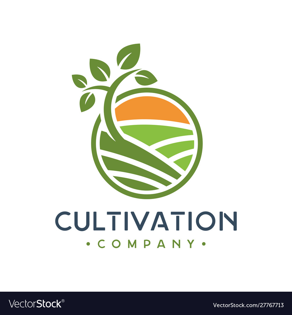 Green plant cultivation logo design vector image Green plant cultivation logo design
