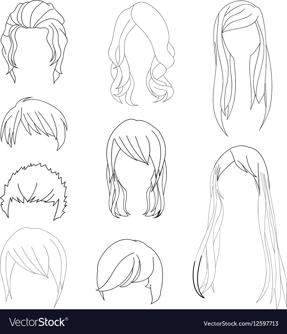 Hairstyle Man And Woman Line Royalty Free Vector Image