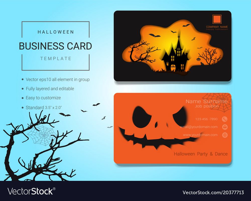 Halloween business card or name template Vector Image