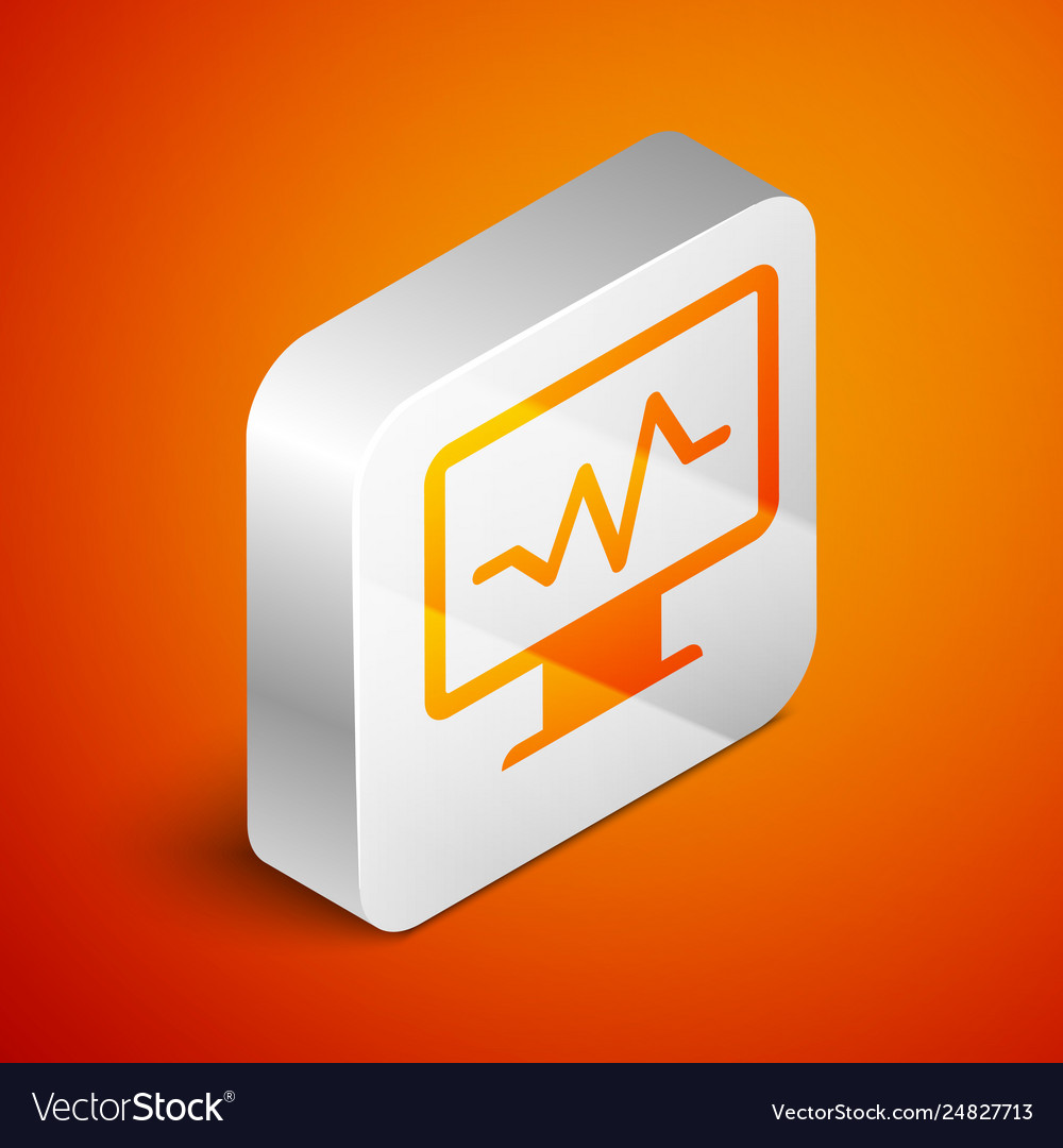 Isometric computer monitor with cardiogram icon