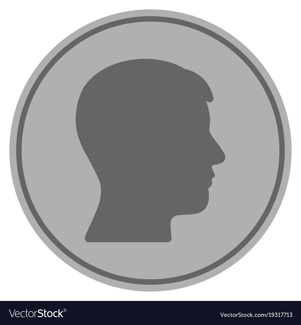 Man head profile silver coin Royalty Free Vector Image
