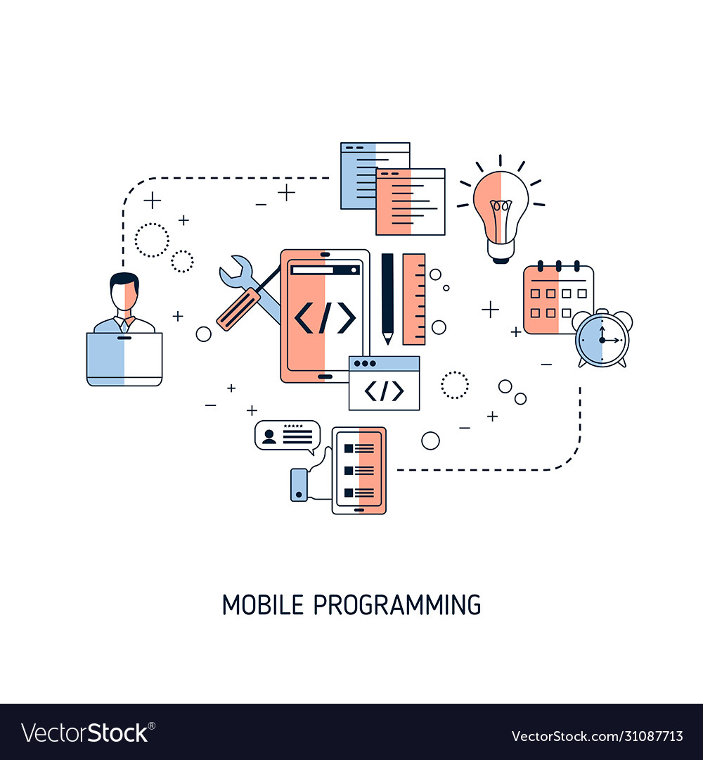 Mobile programming concept vector image Mobile programming concept