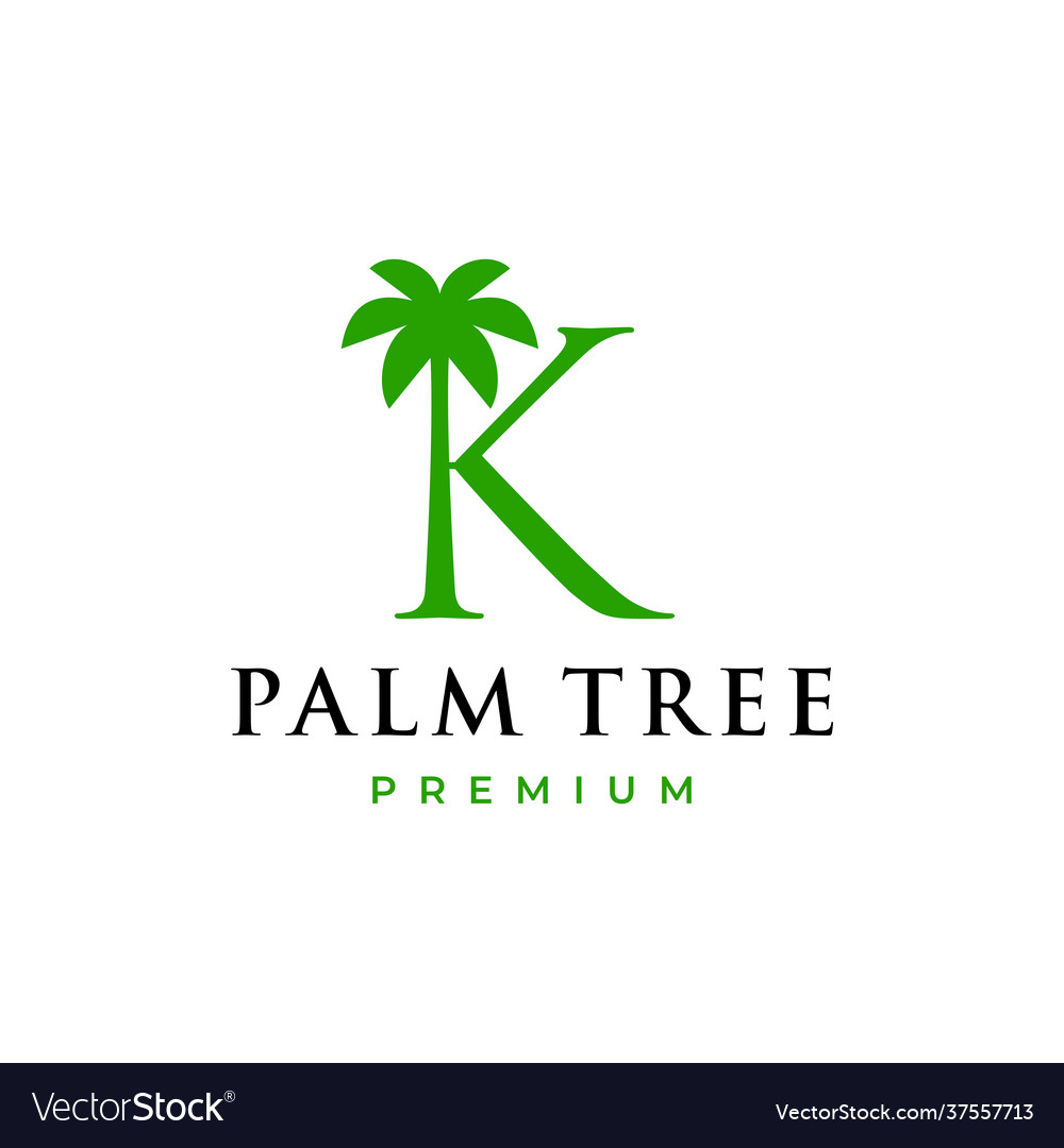 Palm tree k letter mark logo icon Royalty Free Vector Image