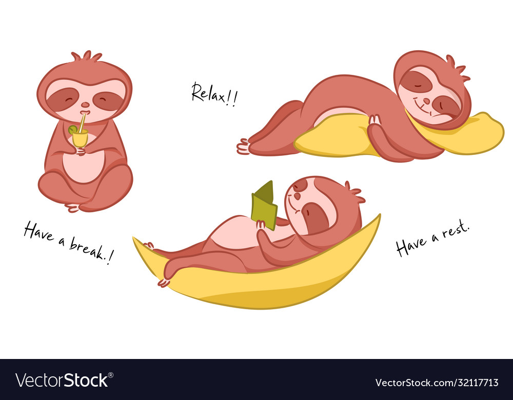 Sloth cartoon with take a break concept Royalty Free Vector