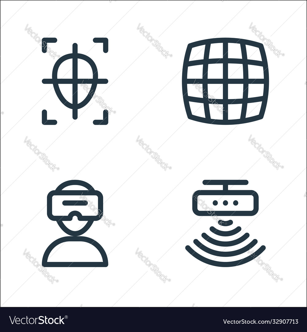 Virtual reality line icons linear set quality vector image Virtual reality line icons linear set quality