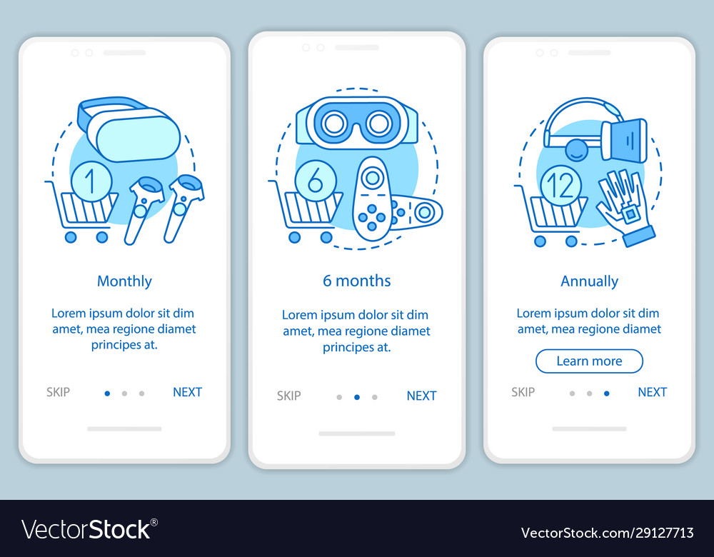 Vr game subscription onboarding mobile app page Vector Image Vr game subscription onboarding mobile app page