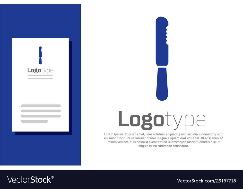 Blue disposable plastic knife icon isolated