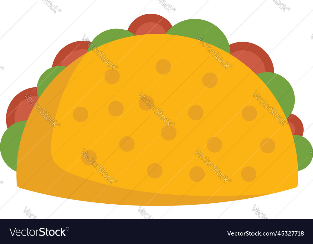 Cheese taco icon flat mexican food Royalty Free Vector Image