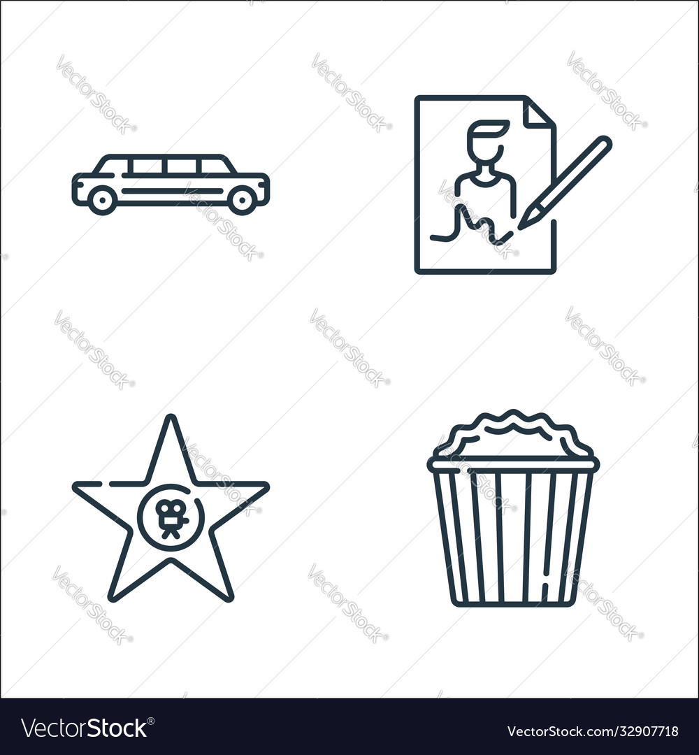 Fame line icons linear set quality
