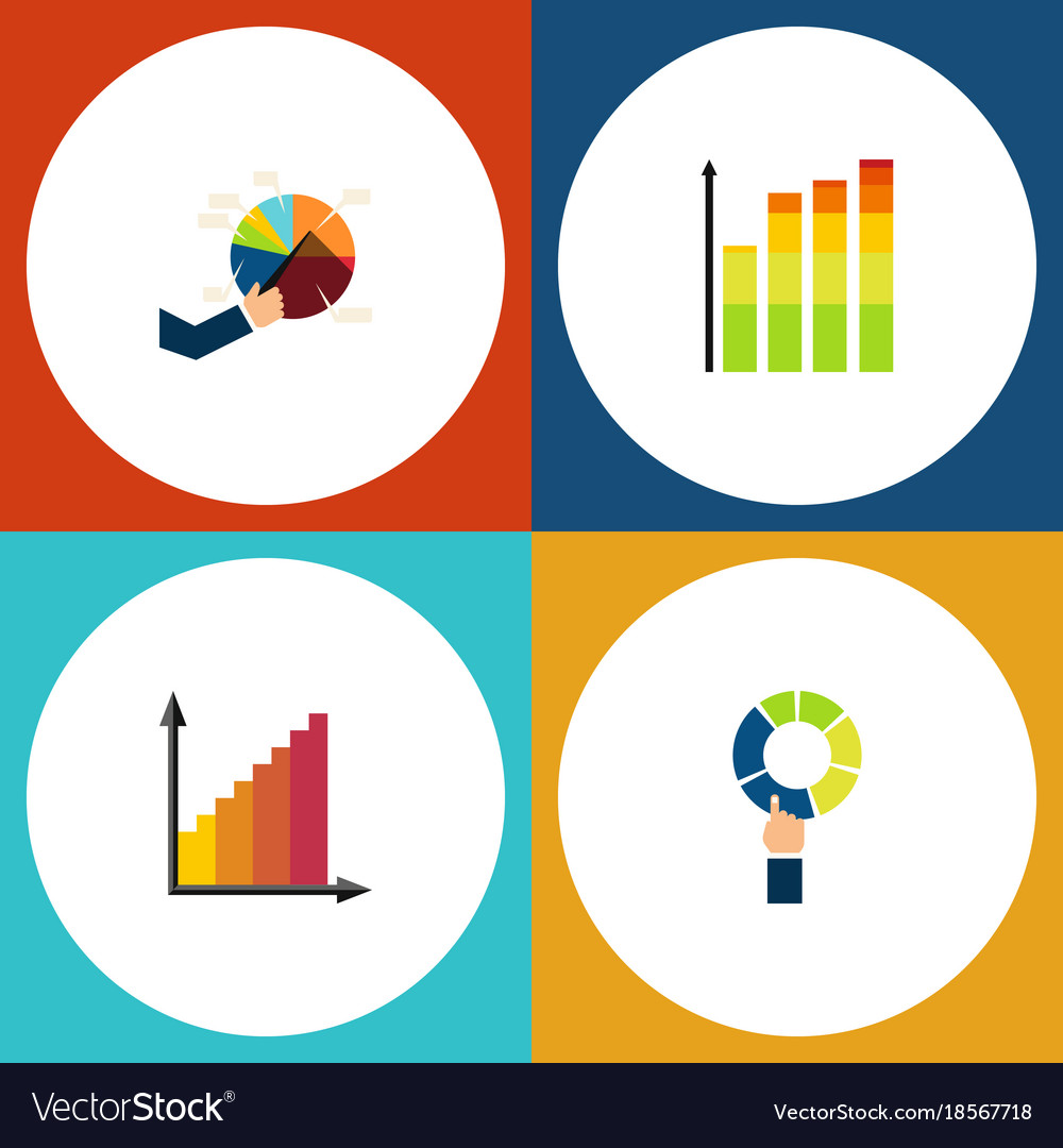 Flat icon chart set of segment monitoring pie