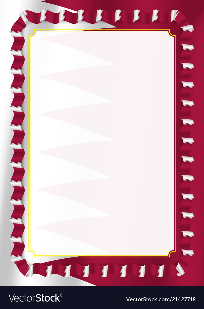 Frame and border of ribbon with qatar flag vector image Frame and border of ribbon with qatar flag