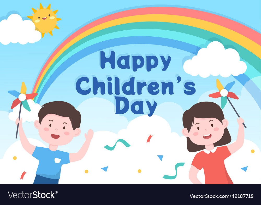 Happy children day celebration with boys Vector Image