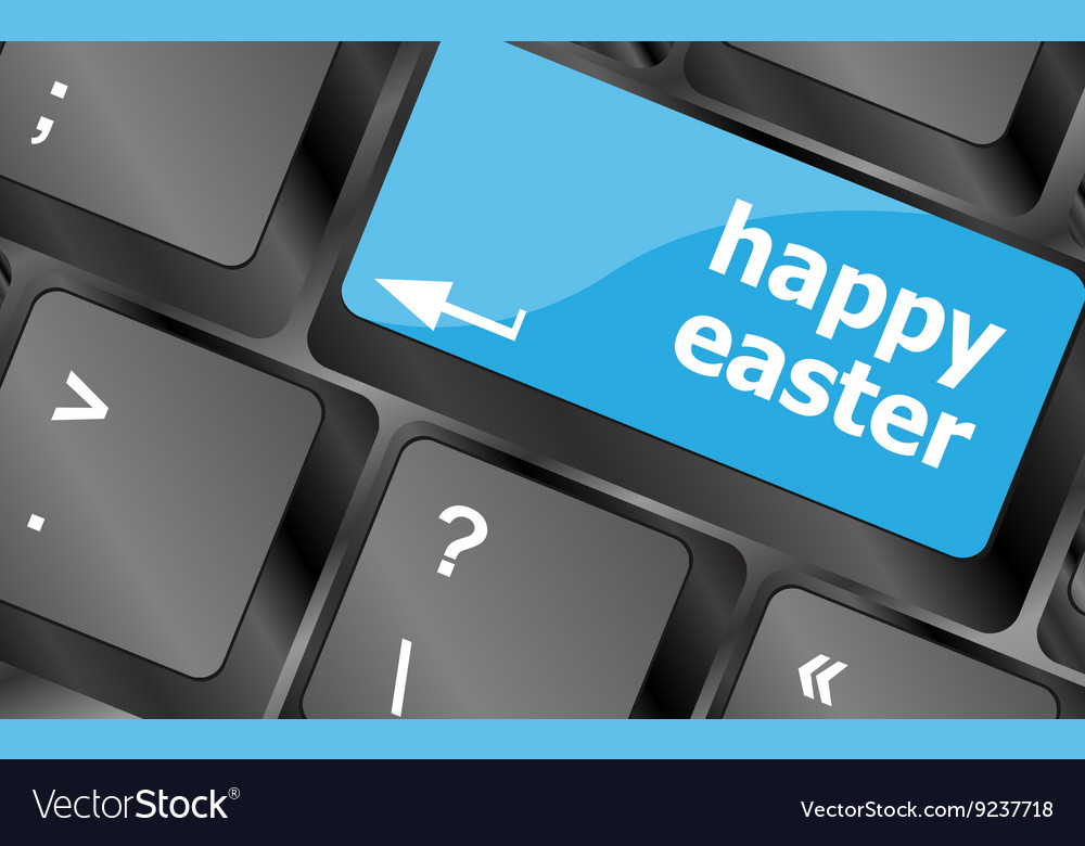 Happy easter text button on keyboard