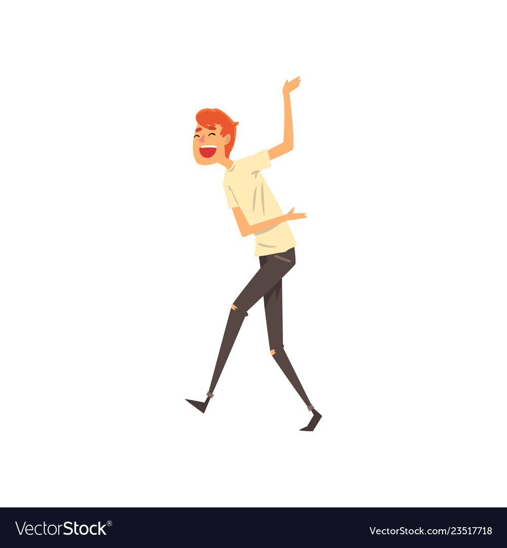 Happy young man having fun guy walking in casual Vector Image