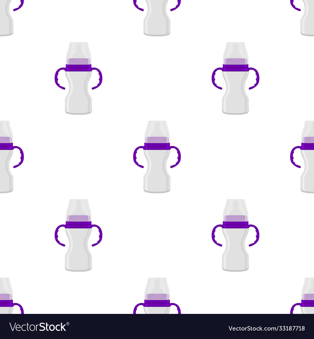 Kit baby milk in clear bottle with rubber pacifier vector image Kit baby milk in clear bottle with rubber pacifier