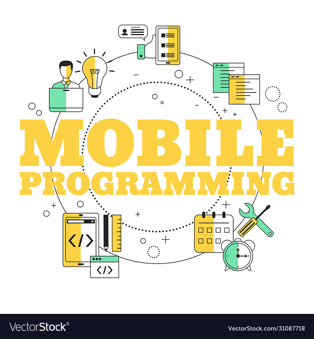 Mobile programming concept vector image Mobile programming concept