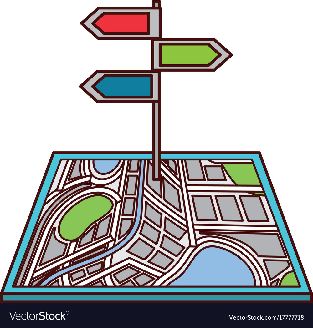 Navigator map with signpost traffic direction