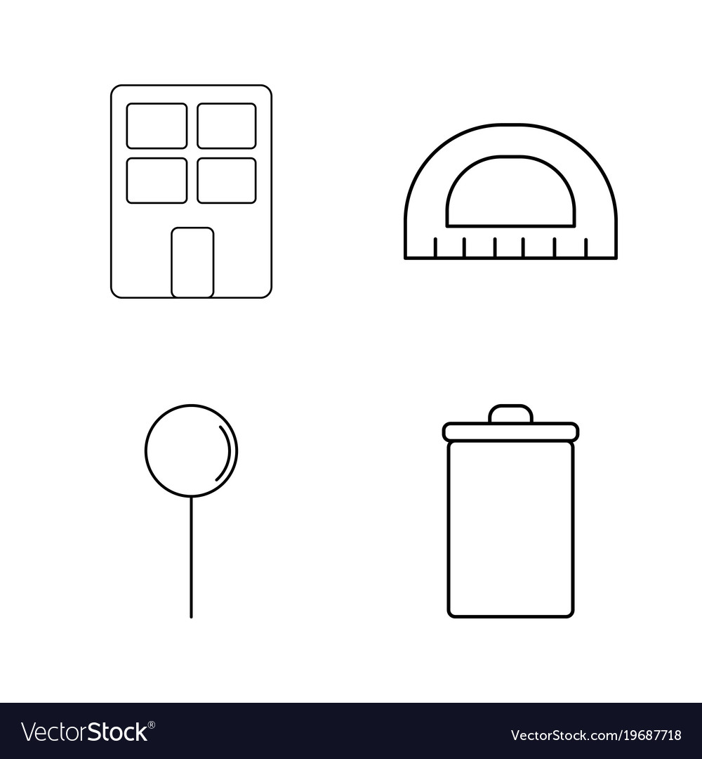 Office simple linear outline icon set