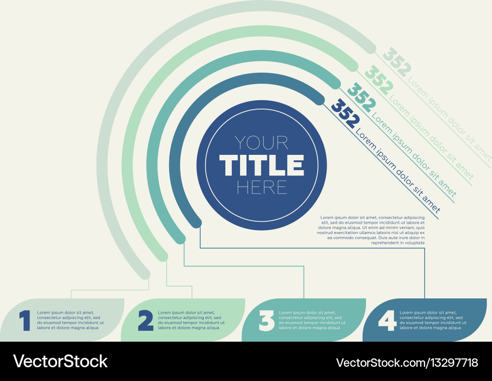 Pie chart 4 steps and circle header Royalty Free Vector