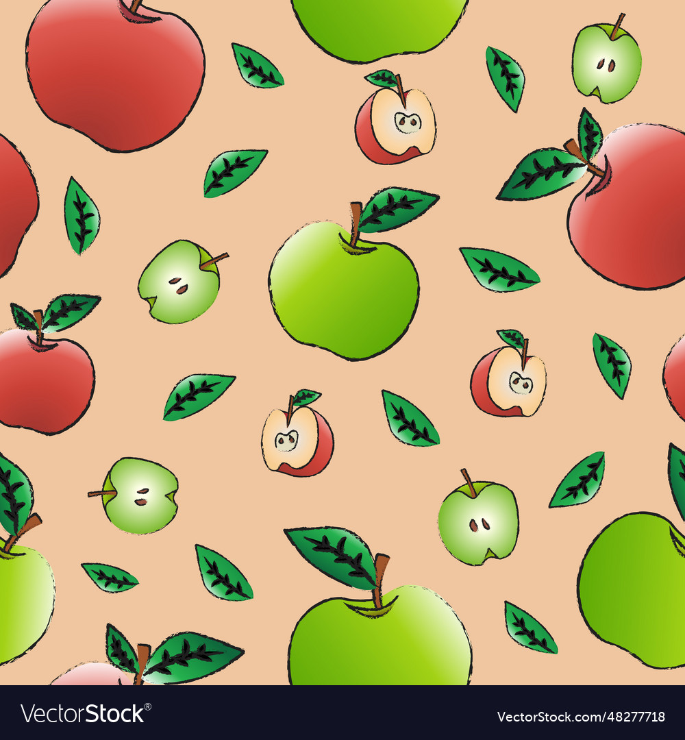 Red and green apple pattern seamless