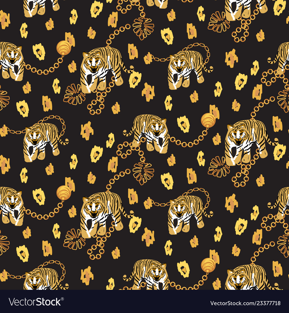 Tiger and chain gold pattern fashion spotted wild