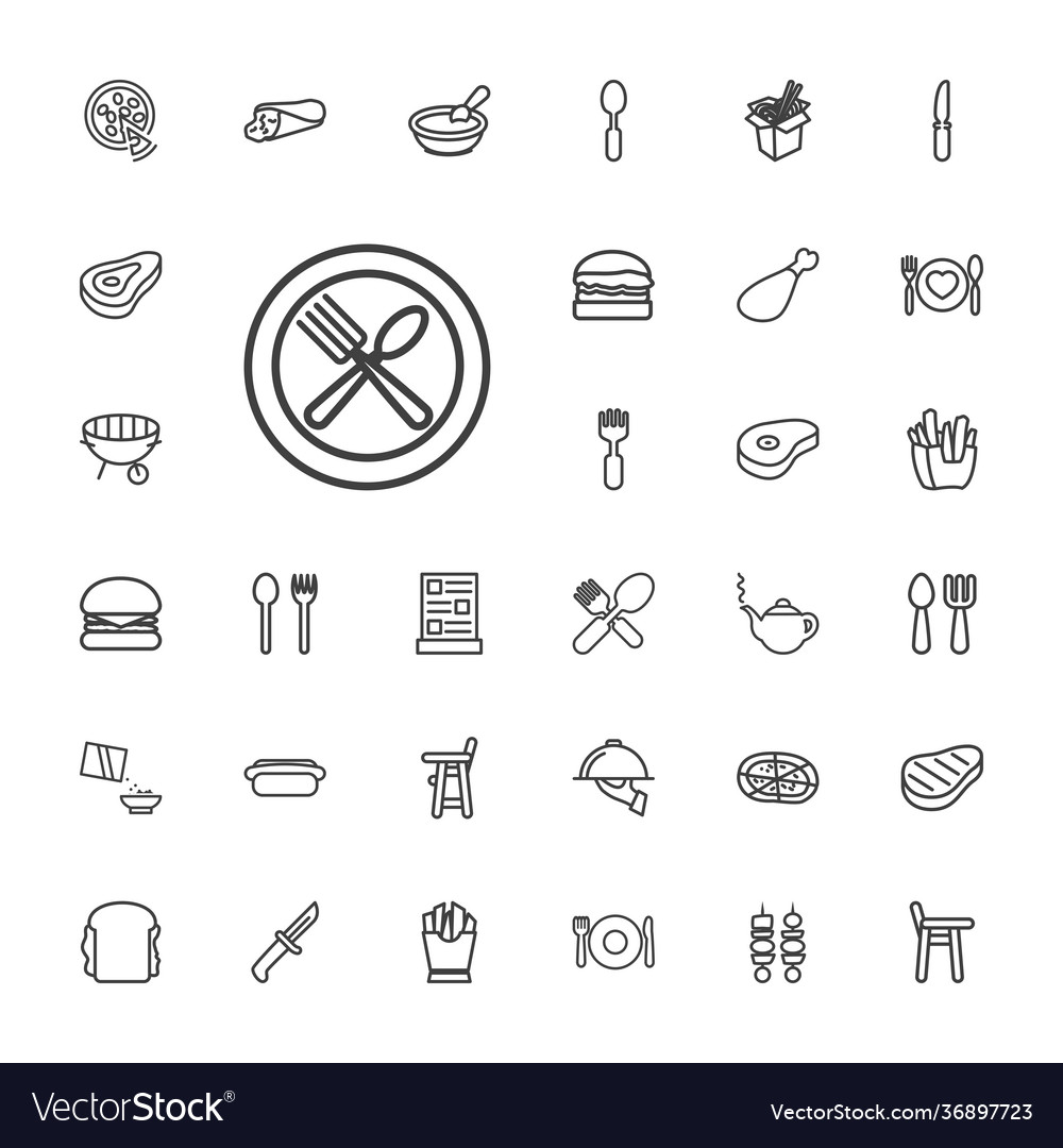 33 lunch icons Royalty Free Vector Image - VectorStock