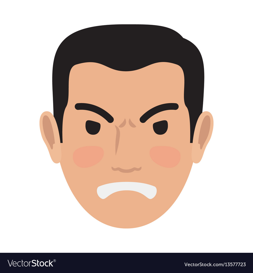 Angry man avatar user pic front head view Vector Image