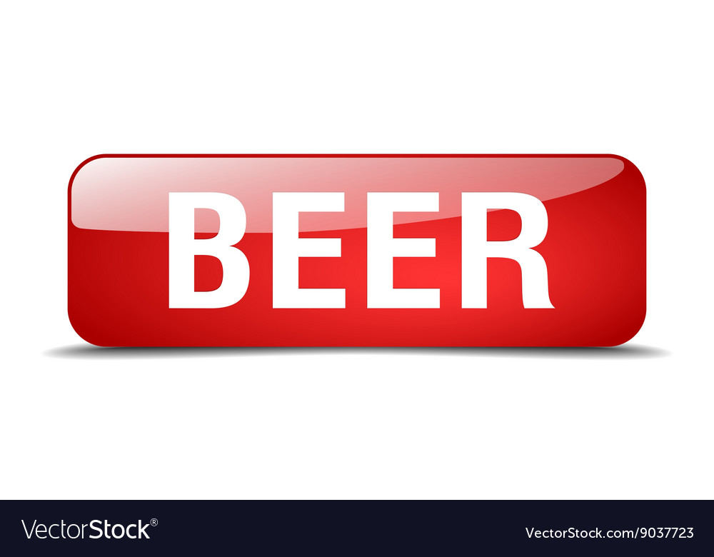 Beer red square 3d realistic isolated web button