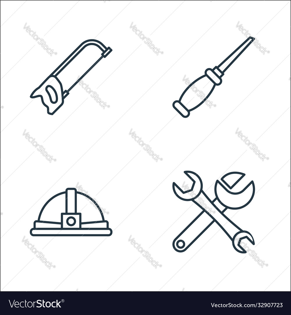 Carpentry line icons linear set quality