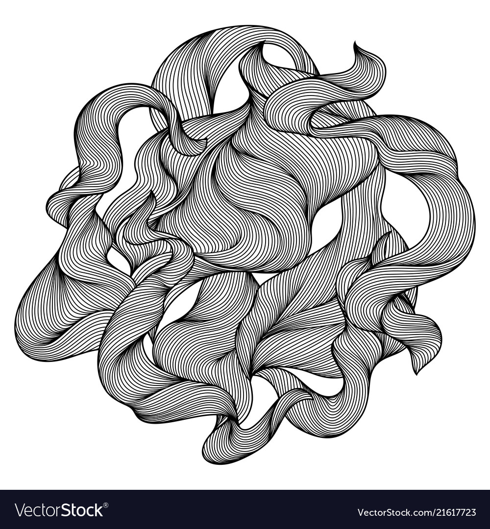 Design with wave line curls vector image Design with wave line curls