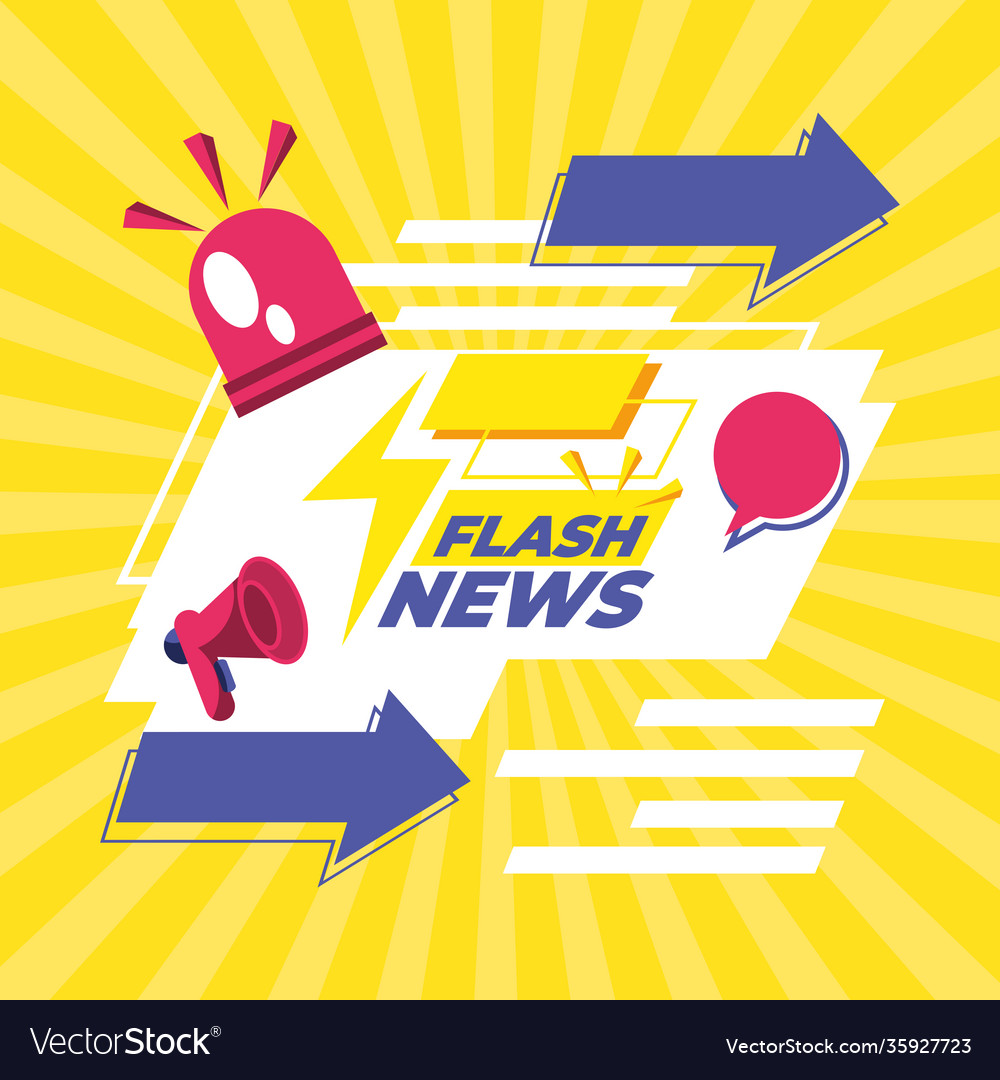 Flash news banner with icons design