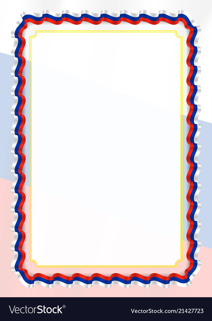 Frame and border of ribbon with russia flag Vector Image