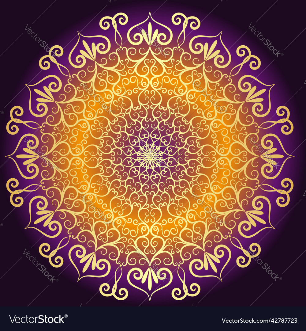 Golden circular pattern on a dark gradient vector image Golden circular pattern on a dark gradient