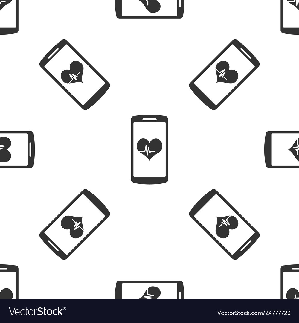 Grey smartphone with heart rate monitor function vector image Grey smartphone with heart rate monitor function
